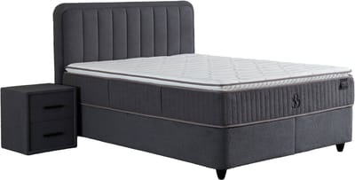 BSS Bedding Leobedd- Boxspring - Boxspring met Opbergruimte - 140x200 - Donker Grijs