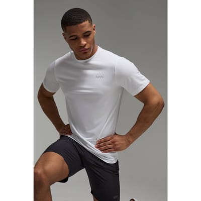 Man Active Regular Fit Performance Gym T-Shirt | White | Size XL