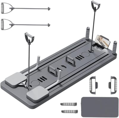 Pilates Reformer Board - Core Trainer - Thuis Fitness - Opvouwbaar Ontwerp - 57.5 x 43.7 cm - Zwart