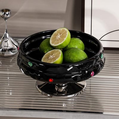 Huis Woonkamer Fruitschaal Creatieve Keramische Hoogbenige Fruitschaal Bruiloftsfeest Snacks Dessertbord Hoogwaardig Servies gray