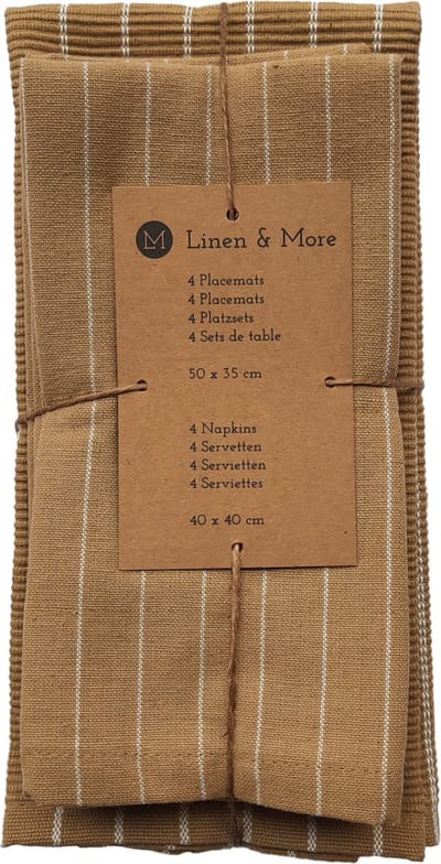 Pinstripe Ribbed Keukenset c. geel 35x50/40x40cm (set of 8)