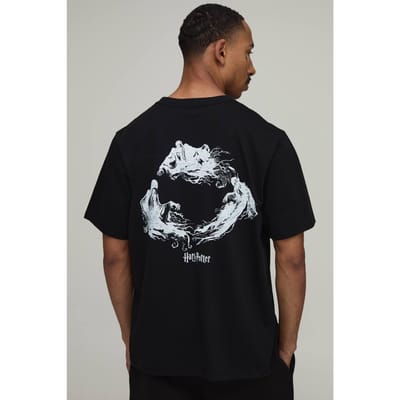 Oversized Harry Potter Licentie Print T-shirt | Black | Size Large