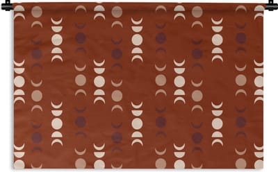 Wandkleed - Wanddoek - Maan - Rood - Patroon - 180x120 cm - Wandtapijt