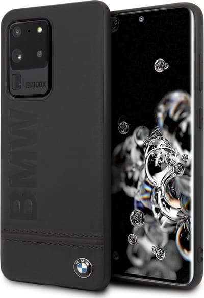 BMW Backcase hoesje geschikt voor Samsung Galaxy S20 Ultra - Effen Zwart - Leer