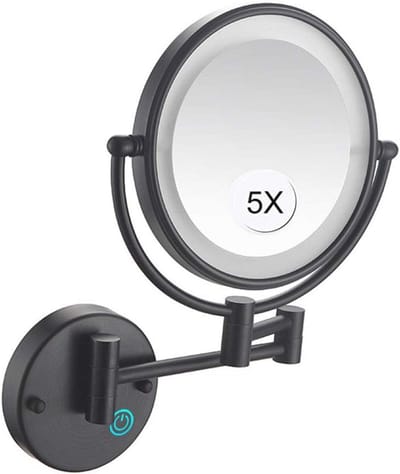 Wandmontage make-upspiegel met LED-verlichting – Dubbelzijdig en 360 graden draaibaar