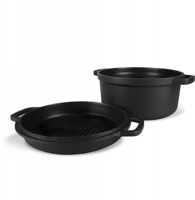 Maestro Ovale Aluminium Braadpan met Grillplaat 3.3L - Zwart