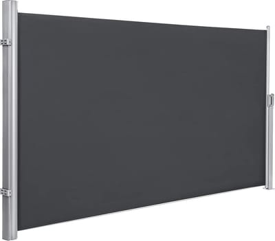 SONGMICS zijluifel, 200 x 400 cm (H x L), privacyscherm, zonwering, zijrolgordijn, voor balkon, terras, tuin, grijs GSA204G01