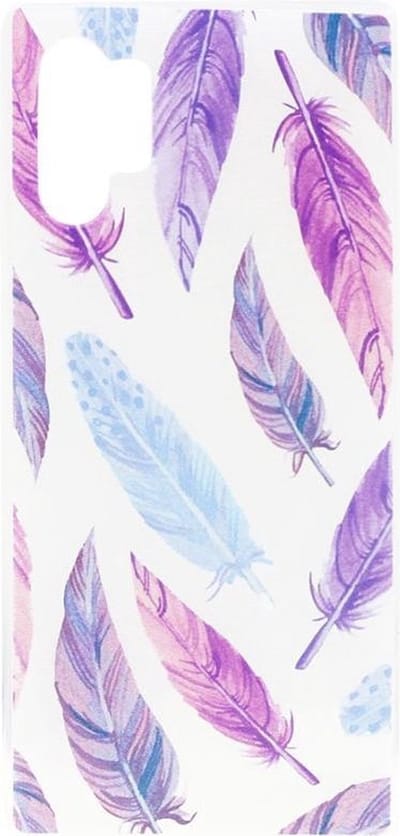 Shop4 - Geschikt voor Samsung Galaxy Note 10 Plus Hoesje - Zachte Back Case Kleurrijke Veren Transparant