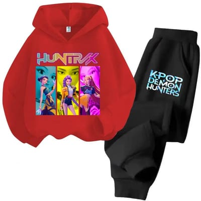 KPop Chasseurs de Démons Sweats à Capuche + Pantalons Enfants Automne Sweat-shirts Manches Longues Pull Filles Garçons Tenues Confortables 160