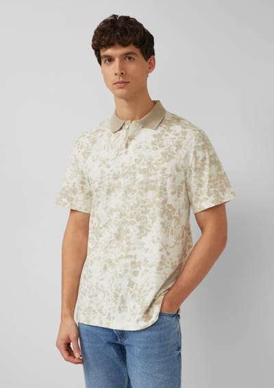 s.Oliver - male - Poloshirt met all-over print en vlamgarenstructuur