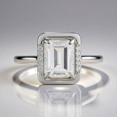 Cavill - Zilveren ring met 1,72 ct witte topaas en zirconia - 925 Sterling zilver met platina coating - Elegant achthoekig design - Ring maat 18/19