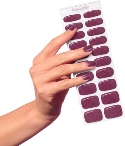 Pink Gellac UV Nagelstickers - Gellak Stickers 0020 Sparkling Plum - Nail Art Gel Stickers voor Nagels - 20 stuks in 10 maten