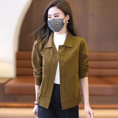 Veste Décontractée Manteau Court pour Femmes Printemps et Automne Nouveau Polyvalent Ajusté Veste Redingote 4XL brown