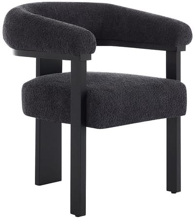 Vente-unique Set van 2 stoelen met armleuningen van boucléstof en heveahout - Zwart - LIVELIA