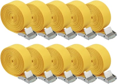 Verstelbare sjorbanden met klemslot - 10 stuks, 2,5 m x 2,5 cm - Voor auto, motorfiets, fiets en camping