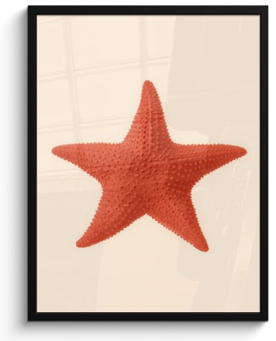 Poster in lijst - Fotolijst 50x70 cm - Posters - Zeester - Bobbels - Rood - Posterlijst zwart - Decoratie - Wanddecoratie woonkamer - Muurdecoratie slaapkamer