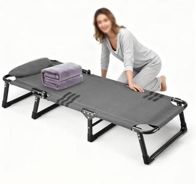 Opklapbed - Campingbed Vouwbed - Ontspannen Buiten - Snelle Installatie - 190 x 68 cm - Grijs
