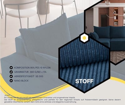 Hoekbank met Slaapfunctie en Bedlade - Blauw - Novihome