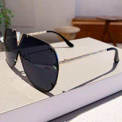 pour Messieurs Lunettes surdimensionnées Vintage Élégantes avec branches en métal Tendance Designer Lunettes de vue pour Femmes KAMMPT Lunettes de Soleil Aviateur as picture shows