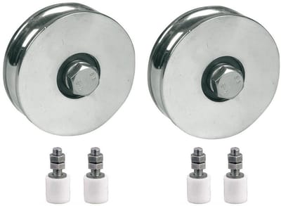 120 mm wiel met R-groef, met 2 stuks 1BB en 4 stuks 25x40-geleiders