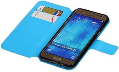 Cross Pattern TPU Bookstyle Hoesje - Wallet Case Telefoonhoesje - Geschikt voor Samsung Galaxy J7 Blauw