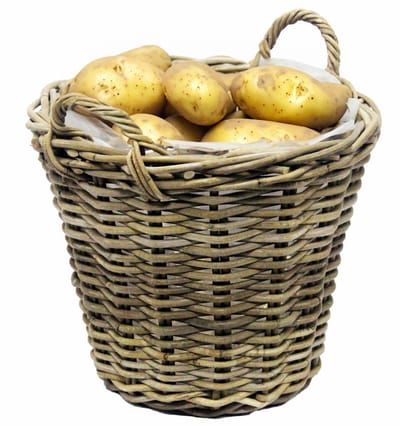 Van der Leeden Aardappelmand met hengsels - rotan gevlochten - D35 x H25 cm - aardappel mand - opbergen