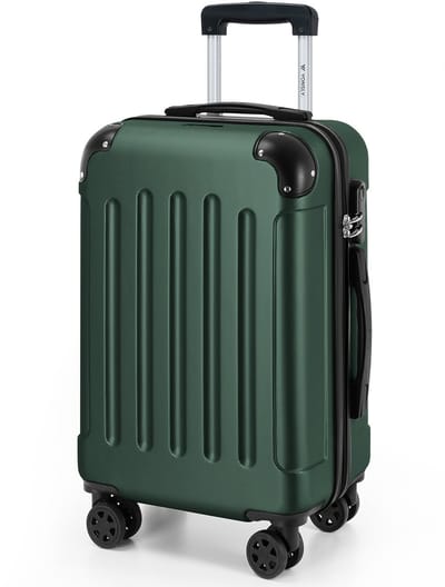 YONSLY Handbagage Koffer - 55cm - 40 L - Cijferslot- 360° Draaibare Wielen - Donkergroen