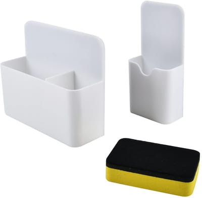 pennenmarkeerders, wit, 2 stuks + magnetische whiteboardgum, verstelbare magnetische pennenhouder, magnetische markeerhouder, whiteboard pennenhouder, magnetische, potloodhouder, organizer