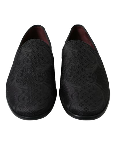 Dolce & Gabbana Zwarte Brokaat Heren Instap Loafer Dresschoenen