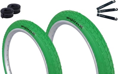 Fietsbanden Set - Banden Binnenbanden - Veilig Fietsen - Inclusief Bandenlichters - 20 Inch 47-406 - Groen