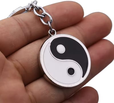 CHPN - Sleutelhanger met yin yang teken - Yin yang keychain - Zwart/Wit - Sleutelhanger - cadeau - Donker en licht