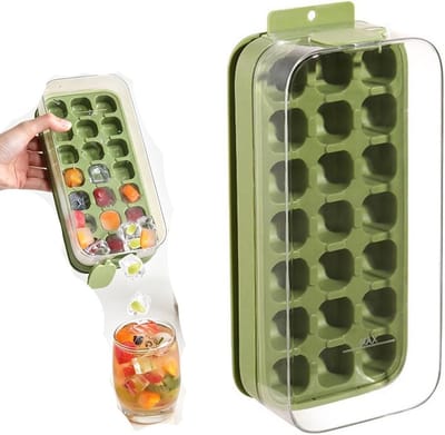 VHV-Ice Cube Maker Waterfles - 2-in-1 Draagbare Ijsblokjesmaker en Waterfles - Lekvrij Design voor Vriezer - Handige Ijsvorm voor Reizen, Fitness en Thuisgebruik - 2026 Model - Groen