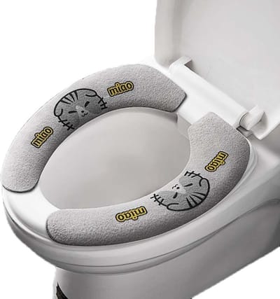 Nivard Wc Bril Hoes - Toiletbril Cover - Toiletbril - Wc Deksel - Wasbaar - Verwarmde Wc Bril - (Niet Elektrisch) - Zacht - Grijs - Kat