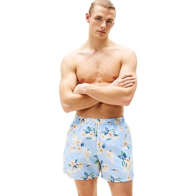 Tommy Hilfiger Medium Drawstring swimshort - heren zwembroek - lichtblauw met bloemen print