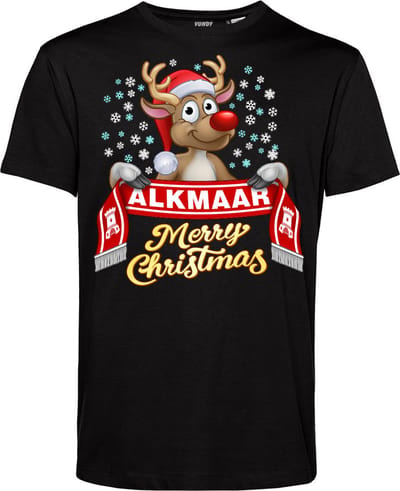 T-shirt Alkmaar | Foute Kersttrui Dames Heren | Kerstcadeau | AZ Alkmaar supporter | Zwart | maat XS