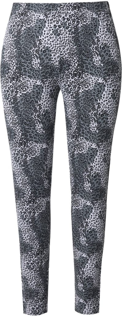 Ulla Popken - Dames - Leggings luipaardprint smalle pijpen elastische tailleband - Donkergrijs - Maat 42+