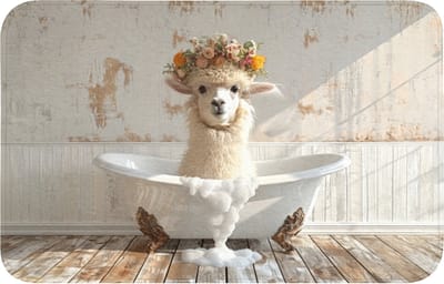 WC mat 80x50 cm - Antislip - Vintage - Alpaca - Badkuip - Bloemen - Dieren - Toiletmat - Vloermat - Douchemat - Toilet tapijt - Toiletmatten