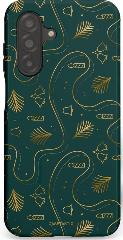 Casetastic hoesje geschikt voor Samsung Galaxy A26 - Dubbellaagse bescherming - Groene kerst bellen en takken - Fashion Case - Donkergroen Donkergrijs Petrol