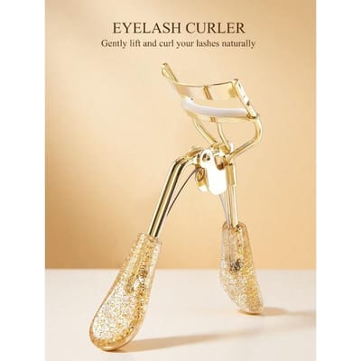 Courbe-cils Doré, Poignée Transparente à Paillettes Dorées, Courbe-cils Manuel Portable, Outil de Beauté Maquillage, Convient Pour un Usage Domestique et Professionnel or