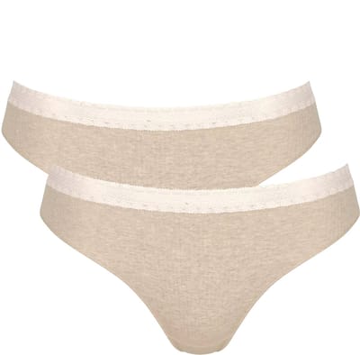 Sloggi Women GO Ribbed R Tai (2-pack) - dames slip - beige melange
