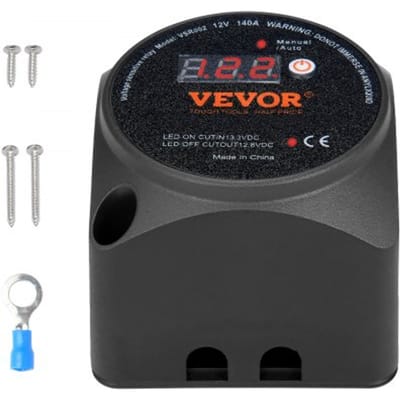 VEVOR 12V 140A spanningsgestuurd uitschakelrelais, handmatige en automatische modus, spanningsgevoelig VSR-relais met LCD-scherm, voor ATV, UTV, camper, SUV, vrachtwagen, boot, jacht