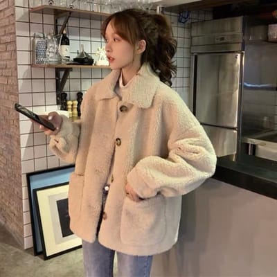 Herfst en Winter Imitatie Lamswol Sweatshirt voor Dames Amerikaanse Retro Koreaanse Losse Bontachtige Jas Verdikte Warme Vest Jas 2XL gray