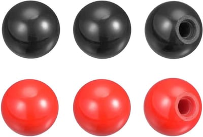 M10 Thermosetting Ball Knob - Vrouwelijke Knop voor Machinehandvat, 6 Stuks (3 Rood + 3 Zwart) - Geschikt voor Vervanging, Glad Ontwerp en Duurzaam Gebruik