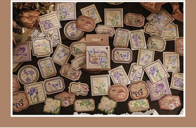 Bulletjournal stickers - Vintage Script Nature - 46 stuks - Washi - Vlinders - Labels - Scrapbooking
