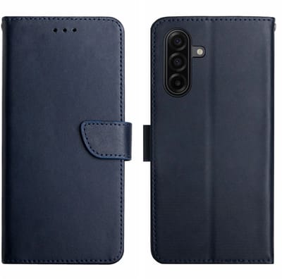 Coverup Hoesje - Geschikt voor Samsung Galaxy S26 Hoesje - Coverup Genuine Leather Book Case - Echt Leder - Blauw