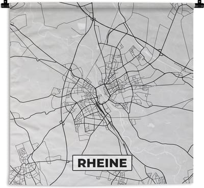 Wandkleed - Wanddoek - Rheine - Kaart - Stadskaart - Duitsland - Plattegrond - 180x180 cm - Wandtapijt