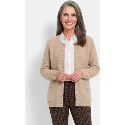 Tricot jasje van merinowol met zigzagpatroon - beige / gedess. - Gr. 20 van Goldner Fashion