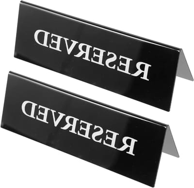 Gereserveerde Borden Set - Tafelkaarten Acryl - Stoel Reserveren - Minimalistisch Ontwerp - 15x5CM - Zwart
