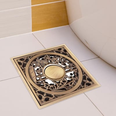 Grille de protection pour siphon de sol de douche en laiton antique de 10 cm Fuzhu (washing machine floor drain)