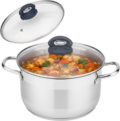 Lomera Glazen Deksel 24 CM - Deksel met Stoomgaatje - Vaatwasmachine Bestendig - RVS Rand - Vervanging Deksel - Koekenpan Deksel - Hittebestendig Glas - PFOA-Vrij - Transparant Glas - Pandeksel - Pannendeksel